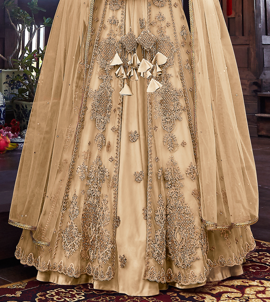 Evening Satin Silk Ready Made Gown In Gold Y985D – ShreeFashionWear